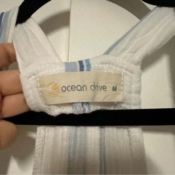 ocean drive Striped Cotton Gauze Knotted overalls Size Medium - Picture 2 of 8